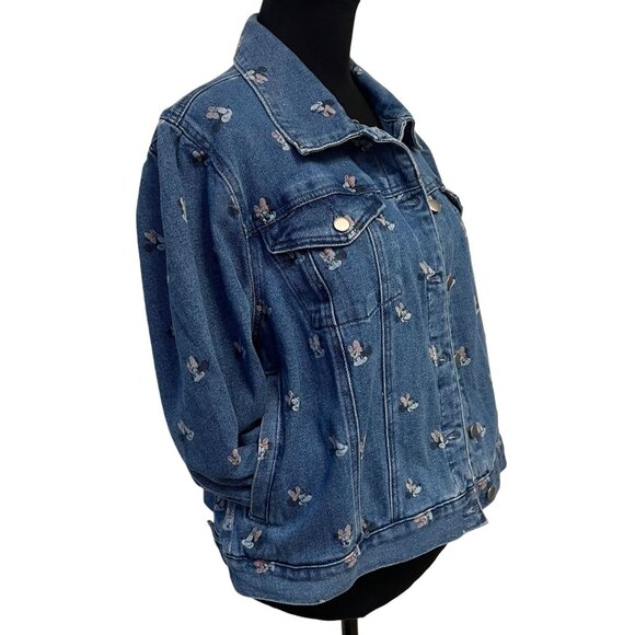 Disney Minnie Mouse Button Down Denim Jacket Collared Classic Jean Sweater XL - Picture 5 of 12